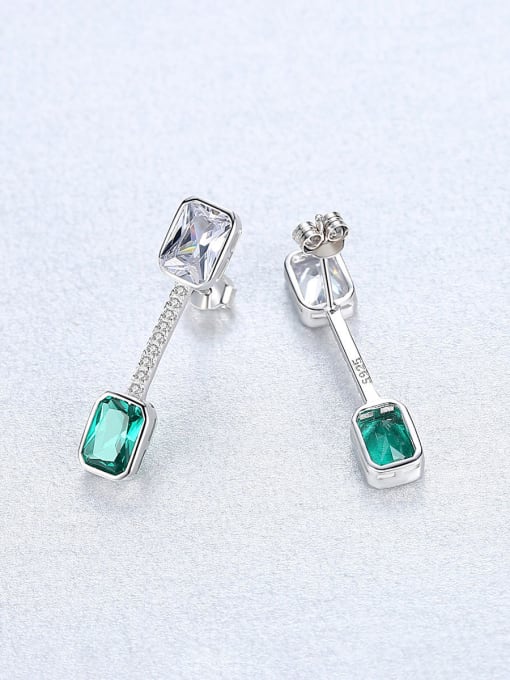 CCUI 925 Sterling Silver With  Cubic Zirconia  Delicate Geometric Drop Earrings 3
