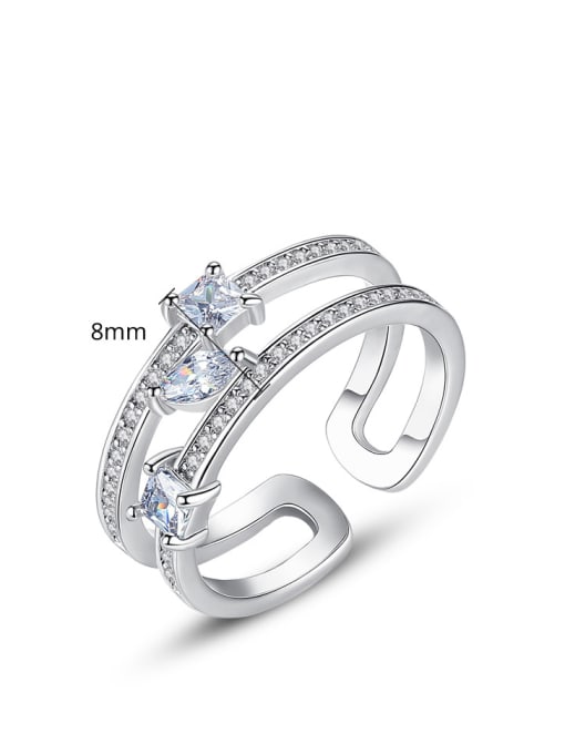 BLING SU Copper With Platinum Plated Simplistic Round Free Size  Rings 2