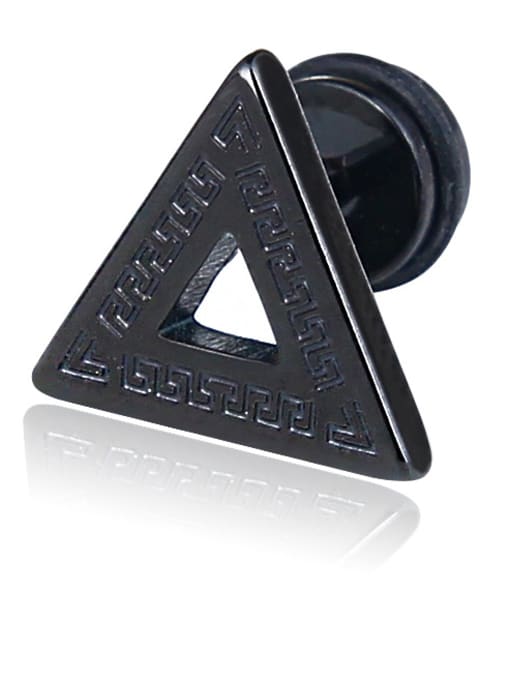 black Stainless Steel With Black Gun Plated Simplistic Triangle Stud Earrings
