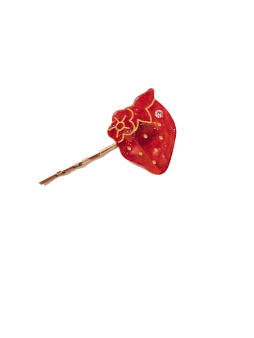 4.8- red Alloy With Rose Gold Plated Cute Strawberry Barrettes & Clips