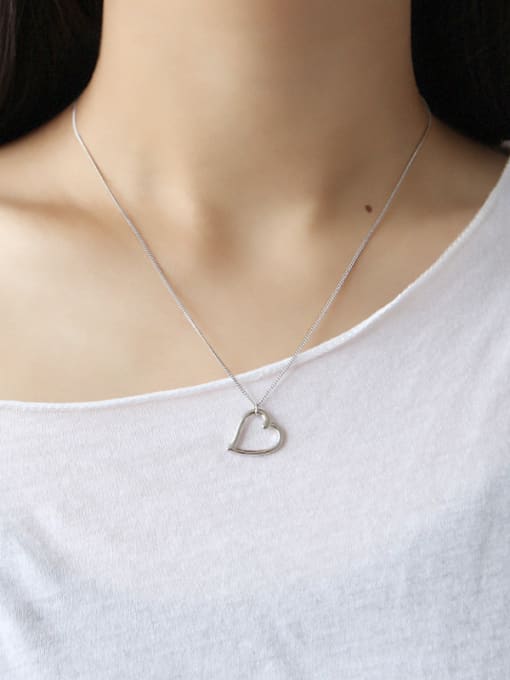 DAKA Sterling silver  simple  hollow love  heart necklace 1