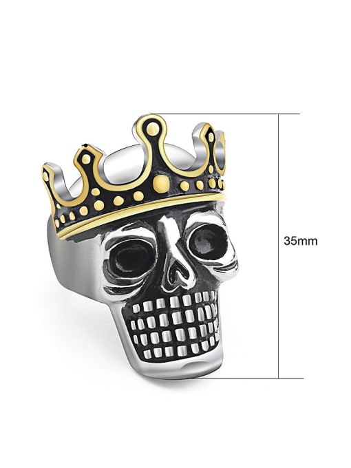 RANSSI Retro Crown Skull Statement Ring 2