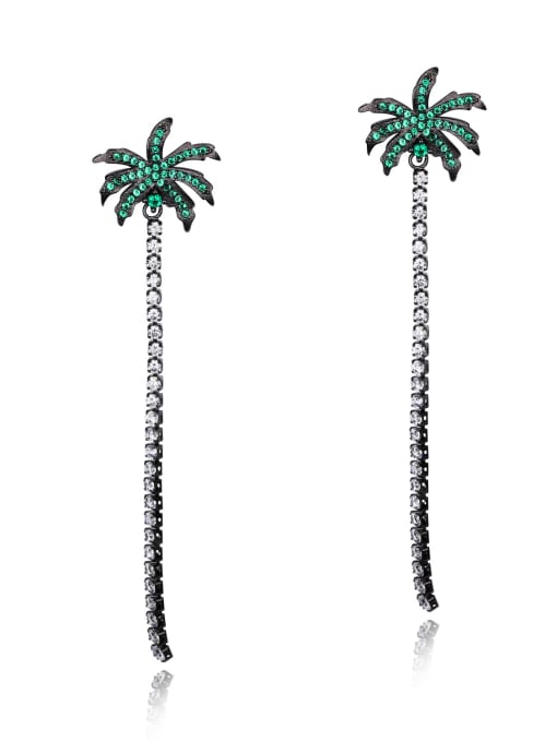700-Black Copper With White Gold Plated Fashion cocoa palm Stud Earrings