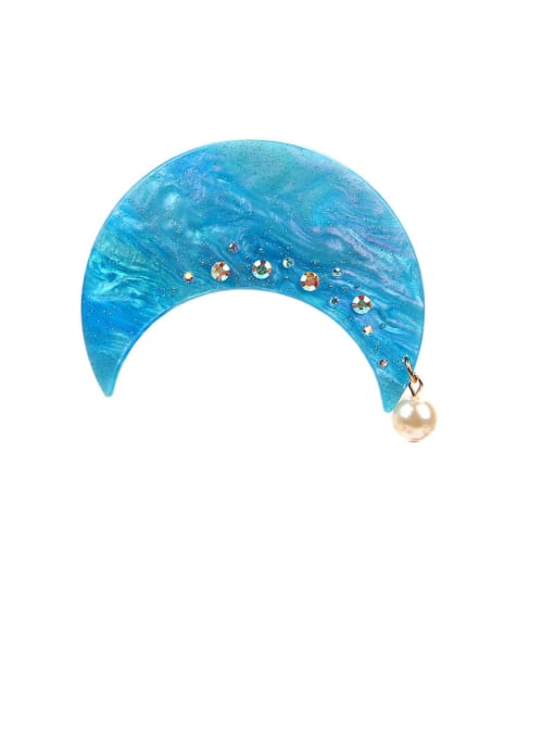 Lake blue Alloy With Platinum Plated Simplistic Cosmic Starry Sky  Moon Barrettes & Clips