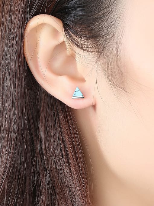CCUI Sterling silver retro triangle turquoise stud earrings 1