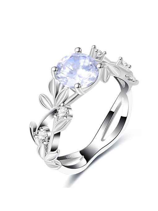 Ronaldo Delicate Leaf Shaped Glass Women Ring 0