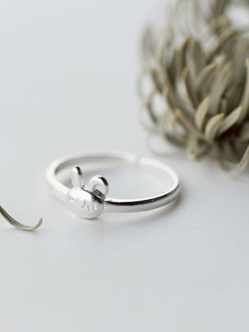 Rosh Women Lovely Rabbit Shaped S925 Silver Ring 0