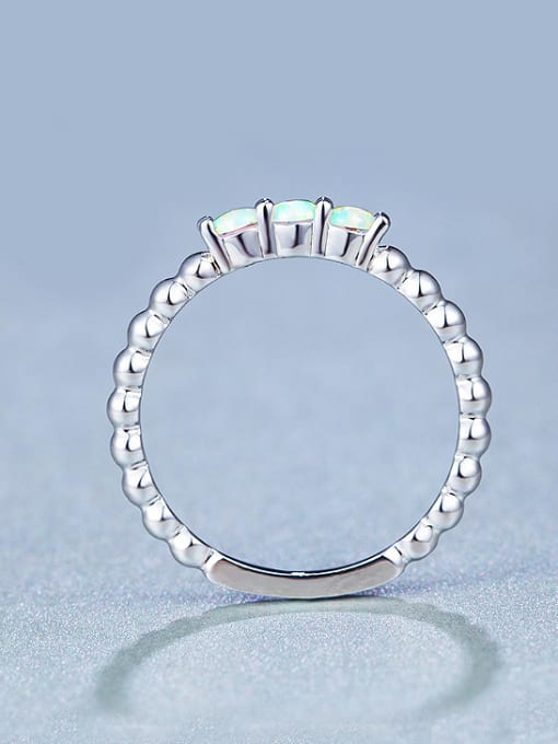 White Platinum Plated Opal Stone Multistone ring