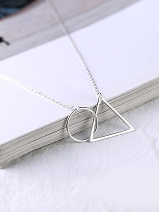 Peng Yuan Hollow Triangle Round Silver Necklace 2