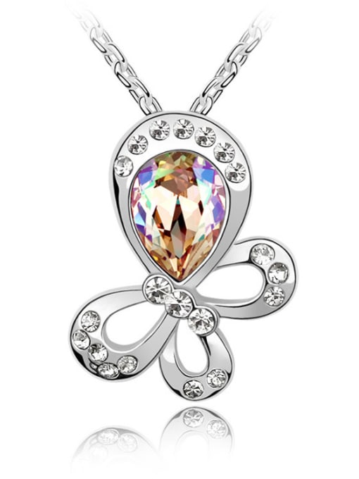 QIANZI Exquisite Personalized Butterfly austrian Crystals Pendant Alloy Necklace 4