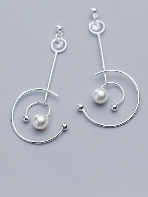 Rosh 925 Sterling Silver With Artificial Pearl Fashion Round Drop Earrings 2