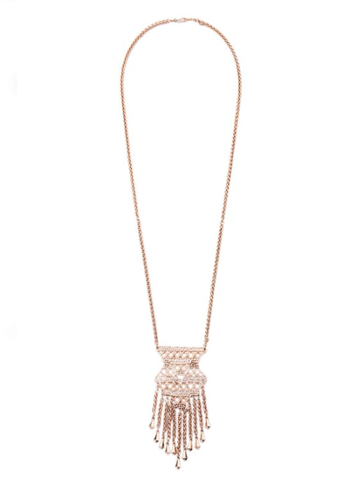 KM Retro Holow Luxury Alloy Tassel Necklace 2