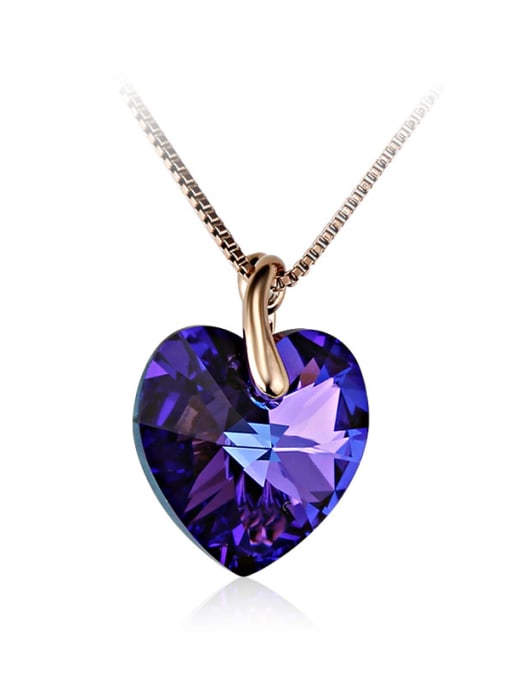 Rose, Gold, Purple Fashion Austria Crystal Heart Shaped Female Necklace