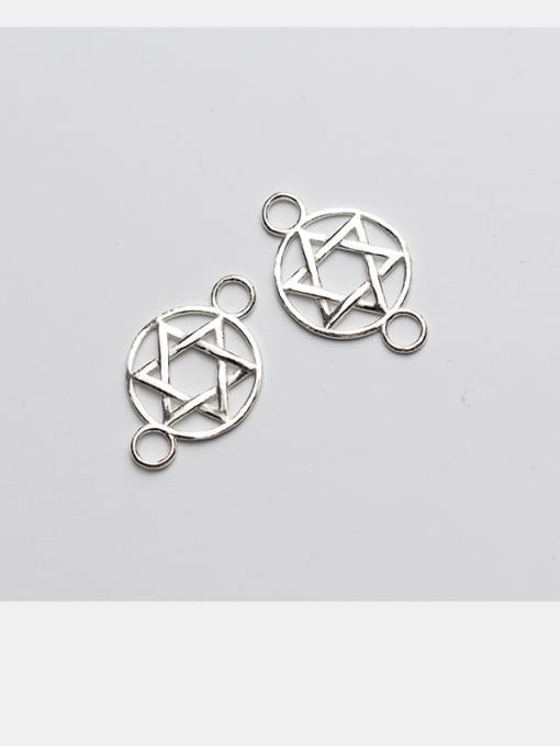 FAN 925 Sterling Silver With Silver Plated Simplistic Geometric Star Connectors 2