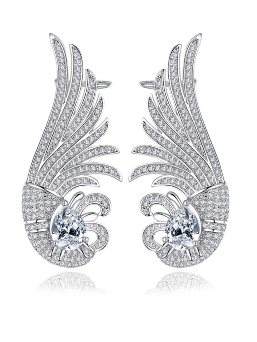 BLING SU Copper With 3A cubic zirconia Fashion owl Stud Earrings