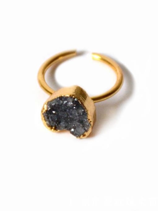 Black Heart shaped Natural Crystal Opening Ring