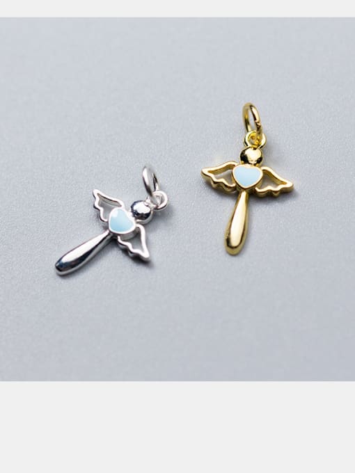 FAN 925 Sterling Silver With Gold Plated Simplistic Angel Charms 1
