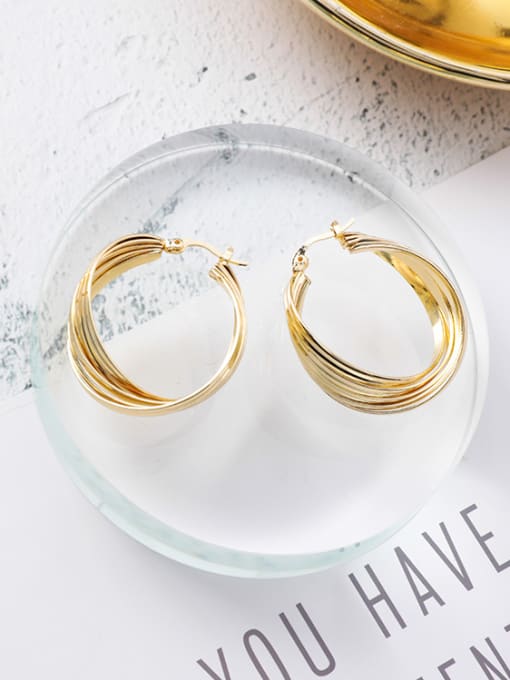 gold Alloy With 18k Gold Plated Trendy Square Hoop Earrings