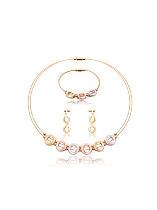 BESTIE Alloy Imitation-gold Plated Fashion Hollow Circles Three Pieces Jewelry Set 0