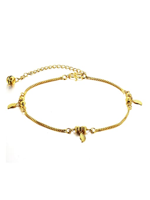Open Sky Simple Tiny Leaves Gold Plated Women Anklet 0