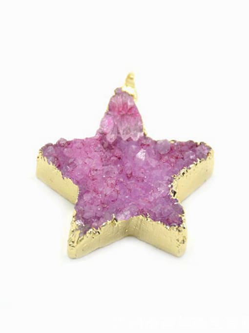 Tess Simple Pink Natural Crystal Star Gold Plated Pendant 0
