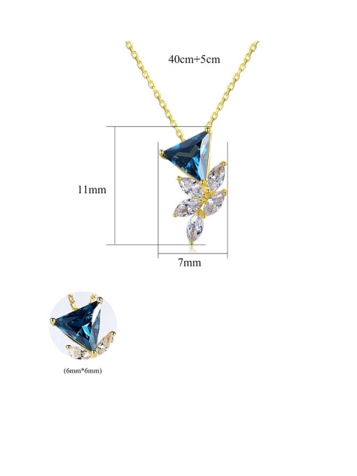 CCUI 925 Sterling Silver With Gold Plated Personality Triangle Necklaces 4