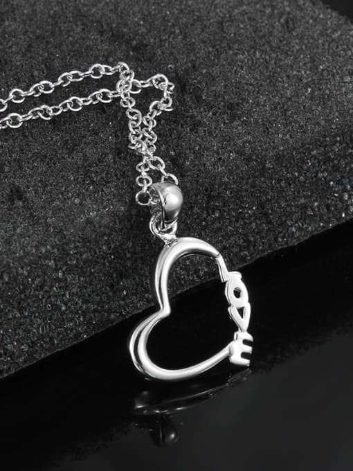 SANTIAGO Simple Hollow Heart LOVE 925 Sterling Silver Pendant 1