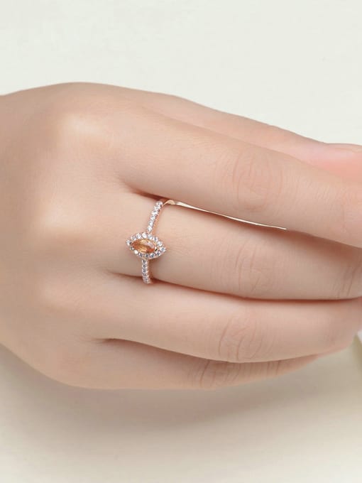 ZK Simple Style Women Opening Ring with Yellow Crystal Zircon 1