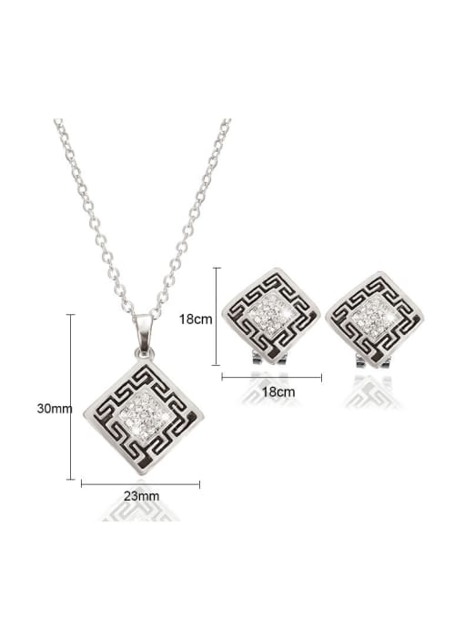 BESTIE Alloy White Gold Plated Fashion Square-shaped Two Pieces Jewelry Set 3