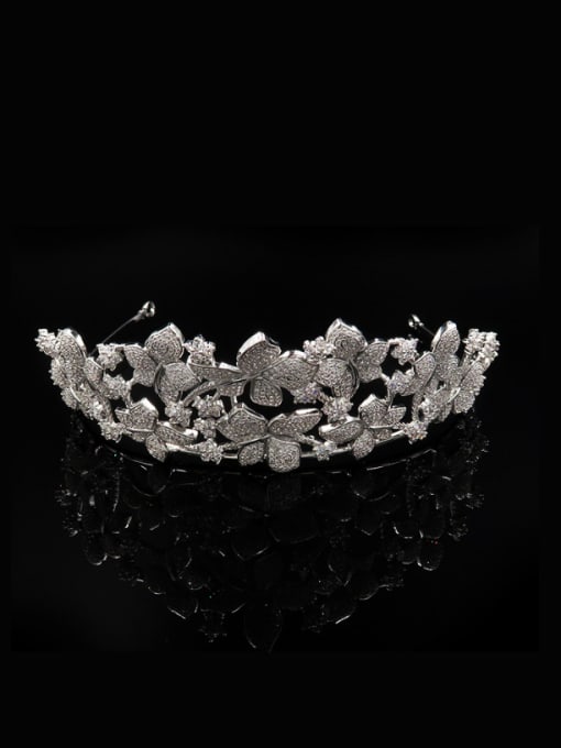 Cong Love Luxury Micro Pave Zircons Crown-shape Wedding Hair Accessories