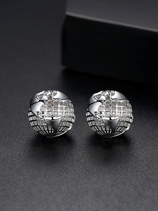 BLING SU Copper With Gold Plated Fashion Hollow Globe Clip On Earrings 2