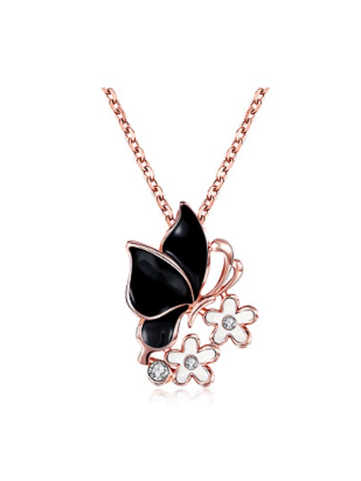 OUXI Fashion Butterfly Flowers Rhinestones Necklace