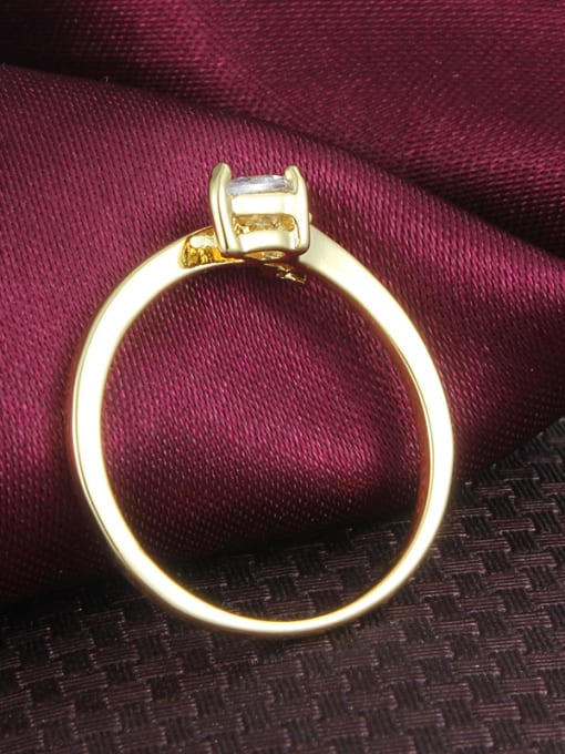 SANTIAGO Creative Double Zircons 18K Gold Plated Copper Ring 1