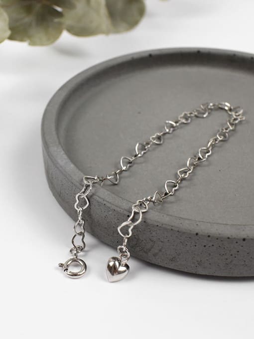 DAKA Simple Hollow Little Hearts chain Silver Bracelet 2