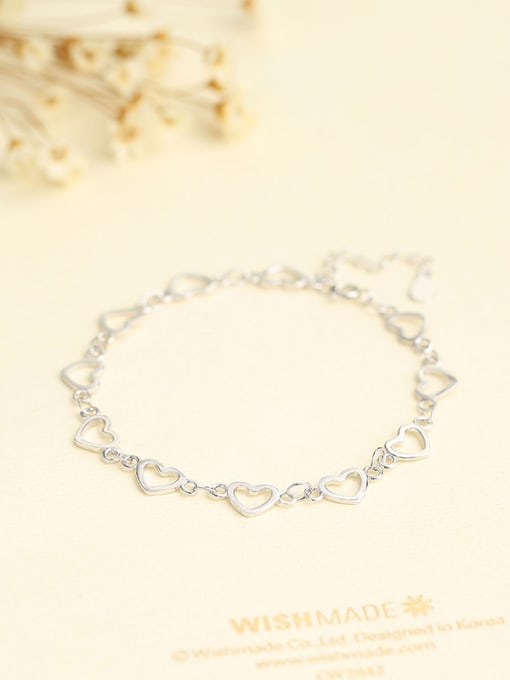 One Silver Fashion 925 Silver Heart Shaped Bracelet 2