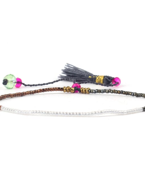 HB568-J Adjustable Bohemia Handmade Woven Tassel  Bracelet