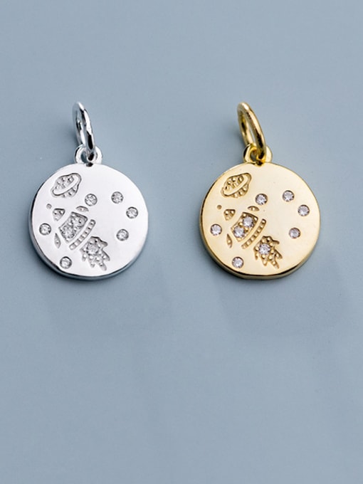 FAN 925 Sterling Silver With  Cubic Zirconia  Simplistic Round Charms 0