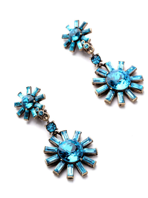Blue White Blue Stones Women Cluster earring