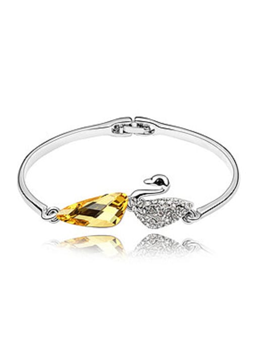 yellow Elegant austrian Crystals Little Swan Alloy Bangle