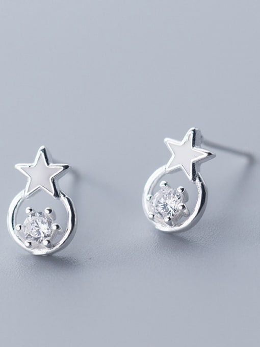 Rosh 925 Sterling Silver With Silver Plated Simplistic Star Stud Earrings 0