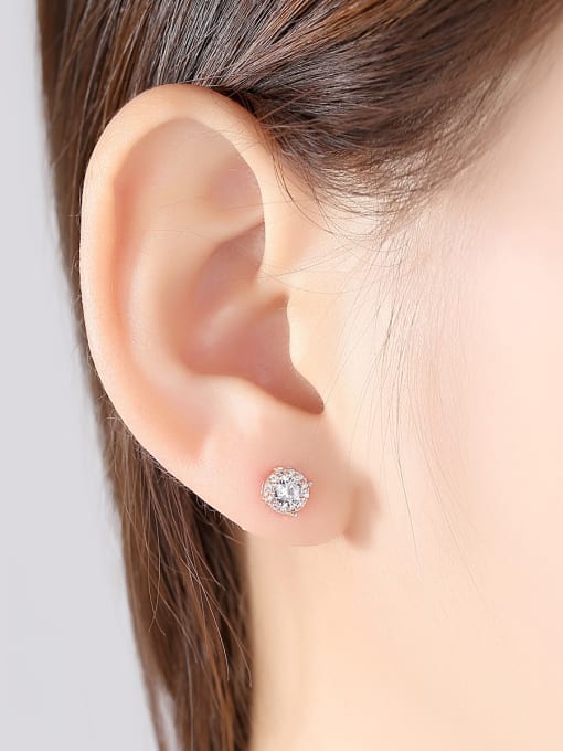CCUI 925 Sterling Silver With Rose Gold Plated Simplistic Geometric Stud Earrings 1