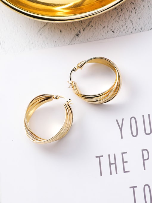 Girlhood Alloy With 18k Gold Plated Trendy Square Hoop Earrings 2