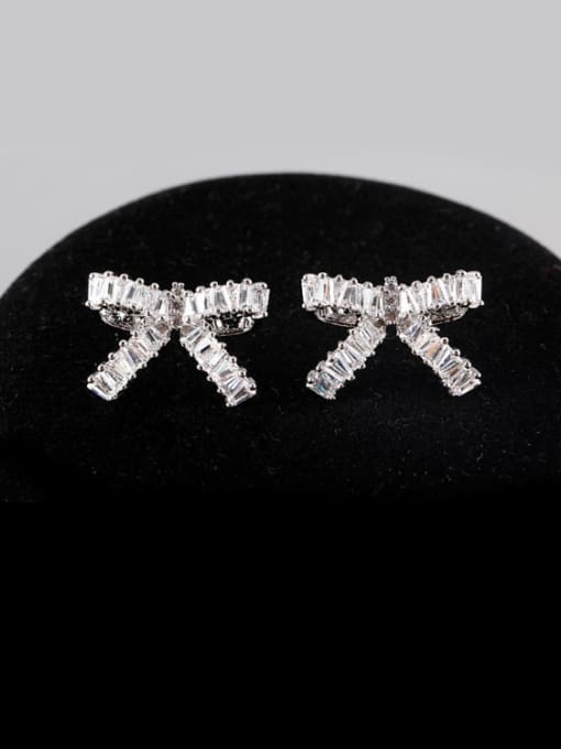 Qing Xing S925 Sterling Silver Butterfly Zircon Anti-allergy Atmospheric Fashion Cluster earring 1