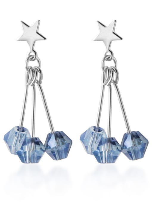 Rosh 925 Sterling Silver With Glass Fashion Geometric Drop Earrings 0