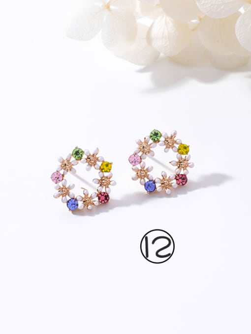 12#K5305 Alloy With Rose Gold Plated Simplistic Flower Stud Earrings