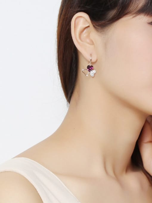 OUXI Fashion Heart shaped Austria Crystal Earrings 1