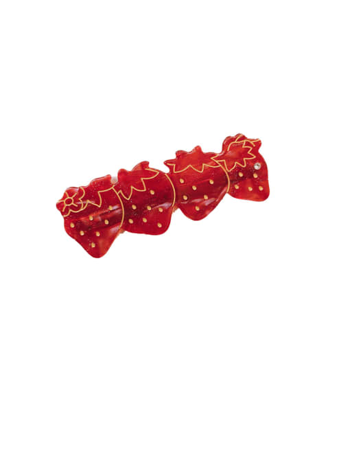 8.5- red Alloy With Rose Gold Plated Cute Strawberry Barrettes & Clips