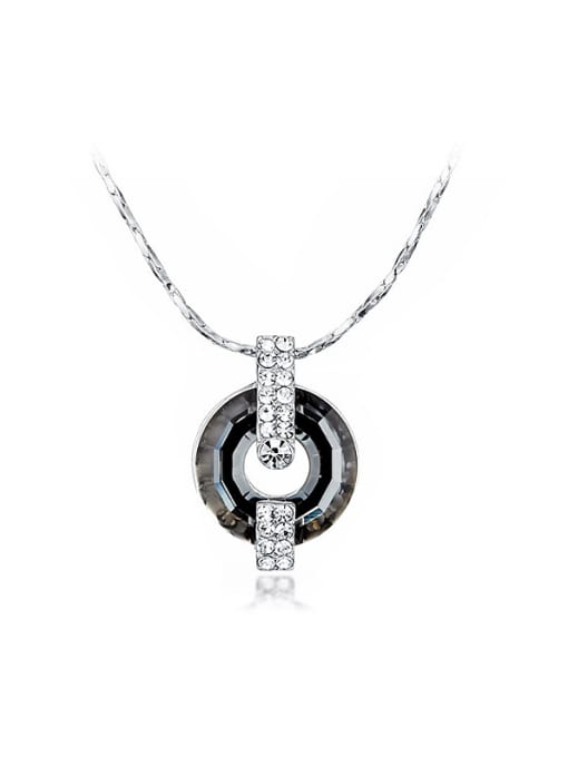 Black Black Ring-shaped Crystal Necklace