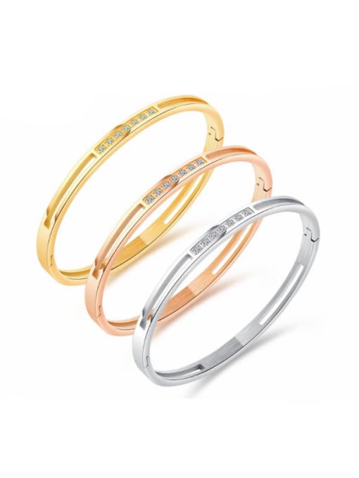 Open Sky Stainless Steel With Rose Gold Plated Simplistic Geometric Bangles 0