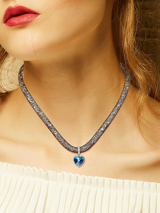 CEIDAI Fashion Heart shaped austrian Crystal Copper Necklace 1